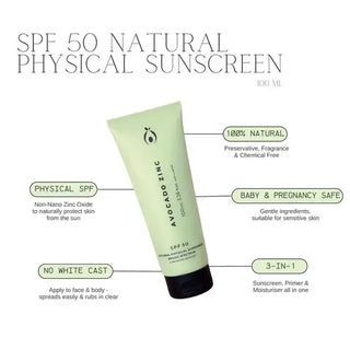 Avocado Zinc SPF 50 Natural Physical Sunscreen, sunscreen, Skin-Nomad